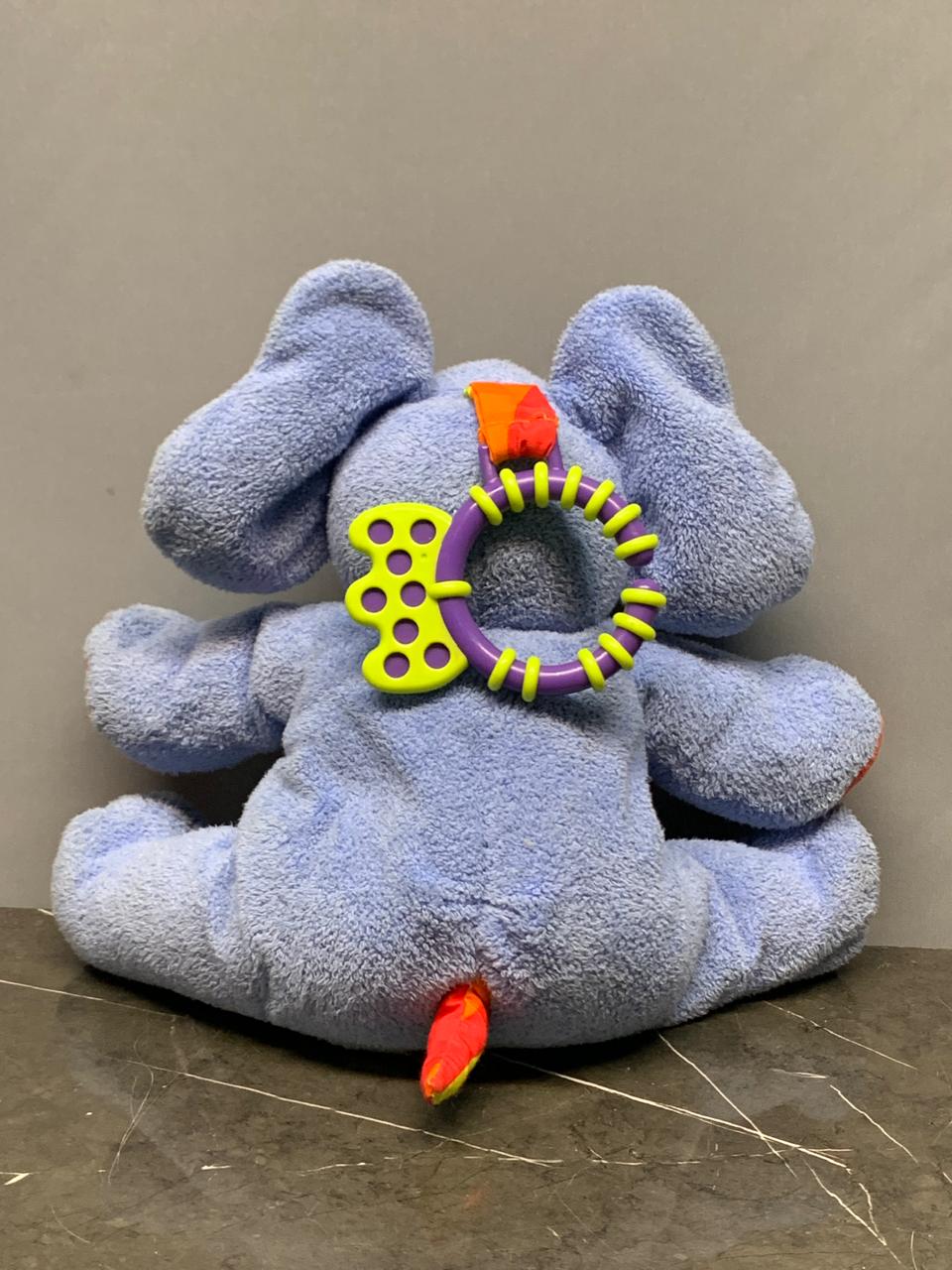 Blue Elephant Stuffed Animal with Teething Rings