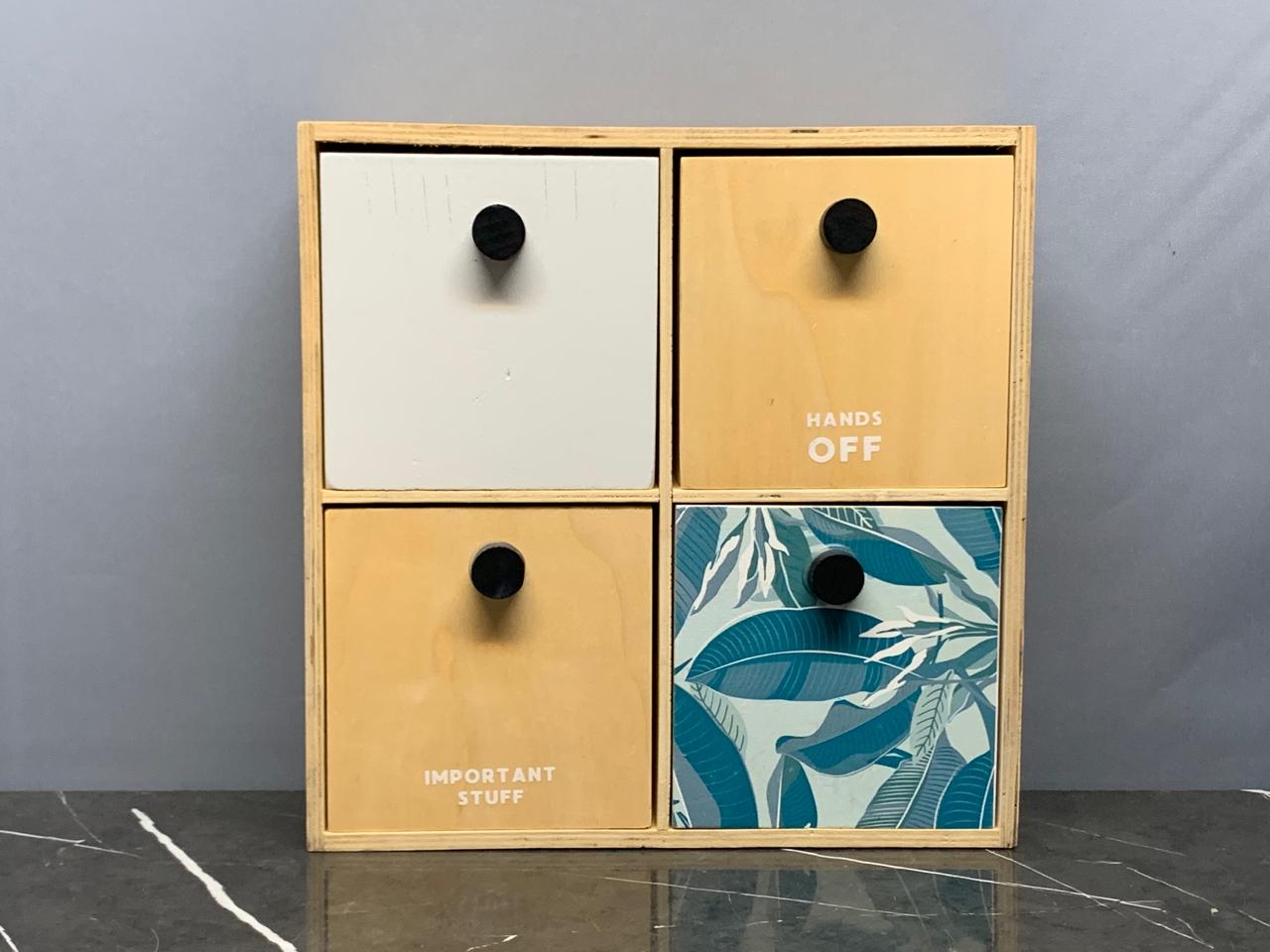 Mini Wooden Storage Organiser.(Ra.350 advance Required) SKU:BXL-804