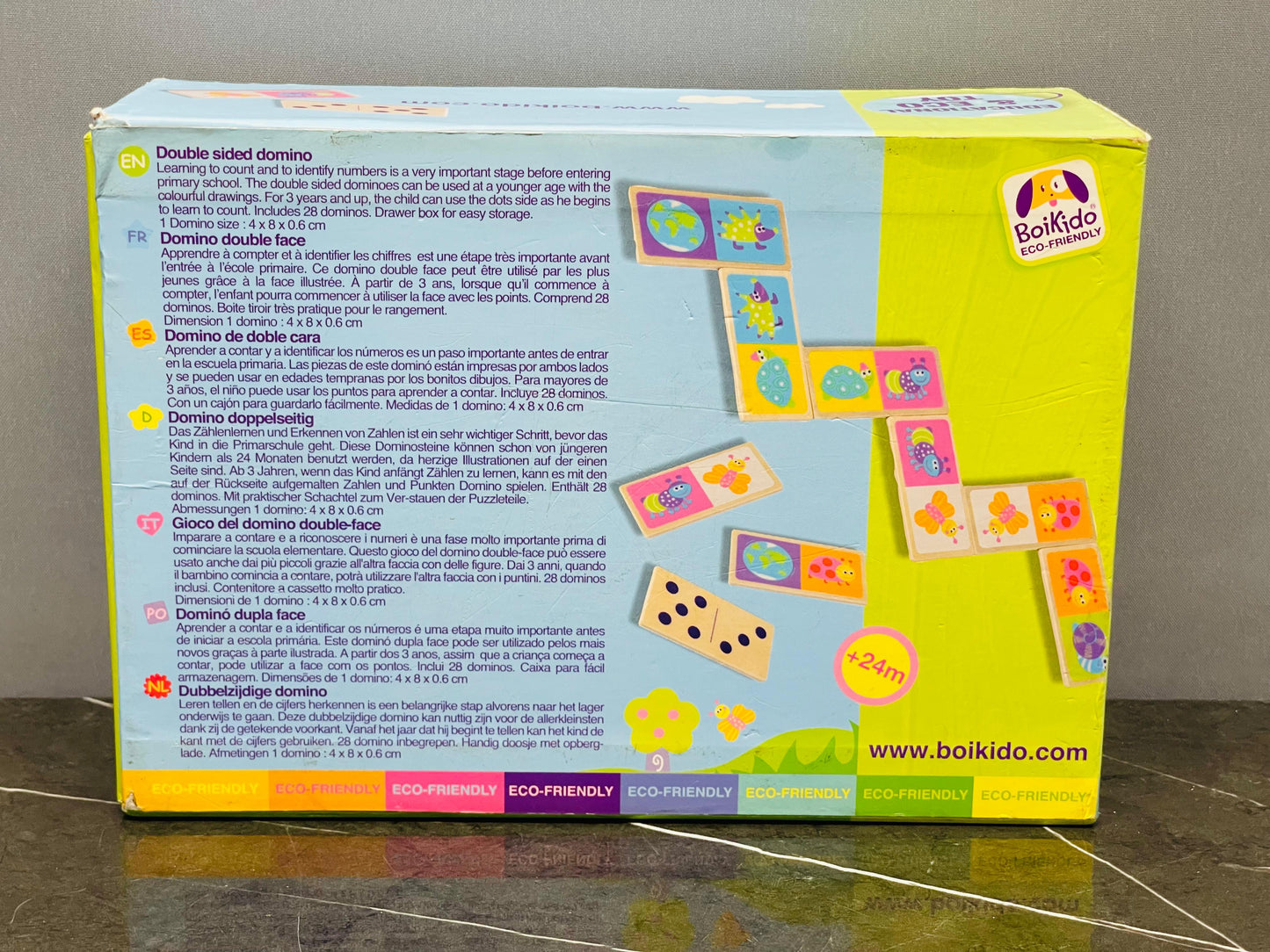 BoiKido Eco-Friendly Double-Sided wooden Dominoes: Numbers & Nature Play)