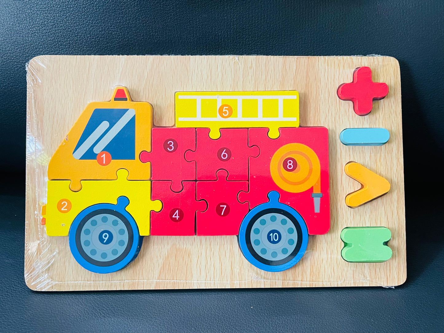 Number Puzzle Animal wooden Jigsaw Toys - Fire Engine