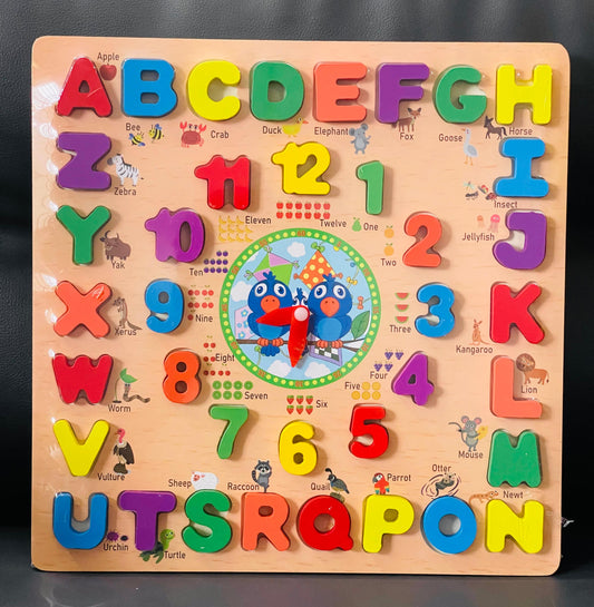 Wooden Alphabet, Number & Animal Learning Board