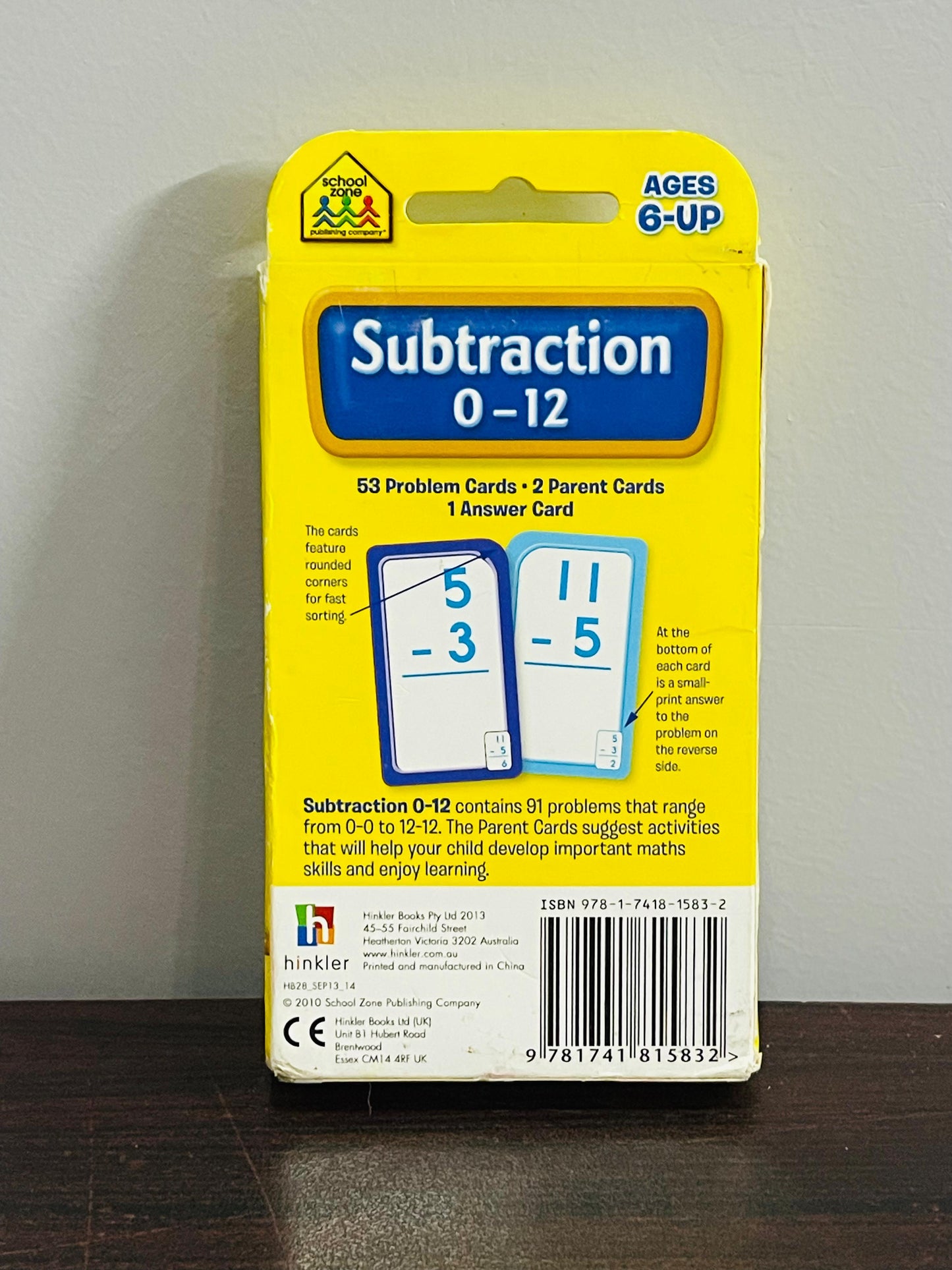 Subtraction 0-12 : School Zone Flash Cards.
