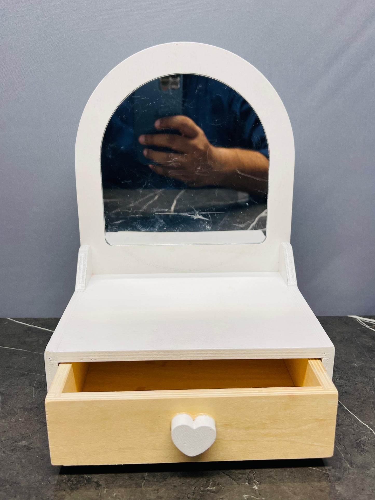 Mini Vanity Mirror with Storage Drawer
