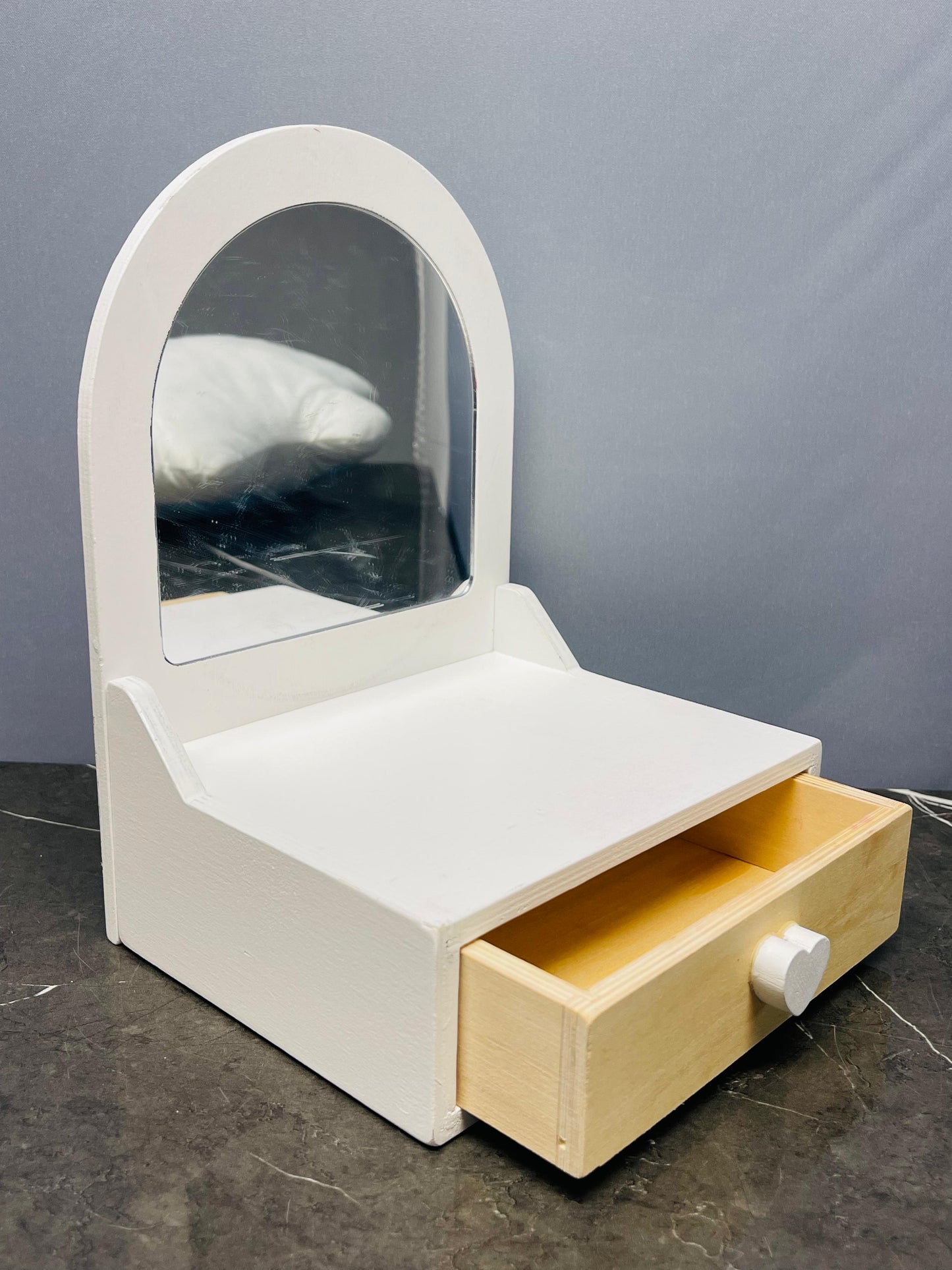 Mini Vanity Mirror with Storage Drawer