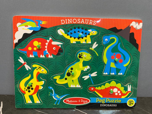 Melissa & Doug Dinosaurs Wooden Peg Puzzle. (NEW) SKU:BXL-007