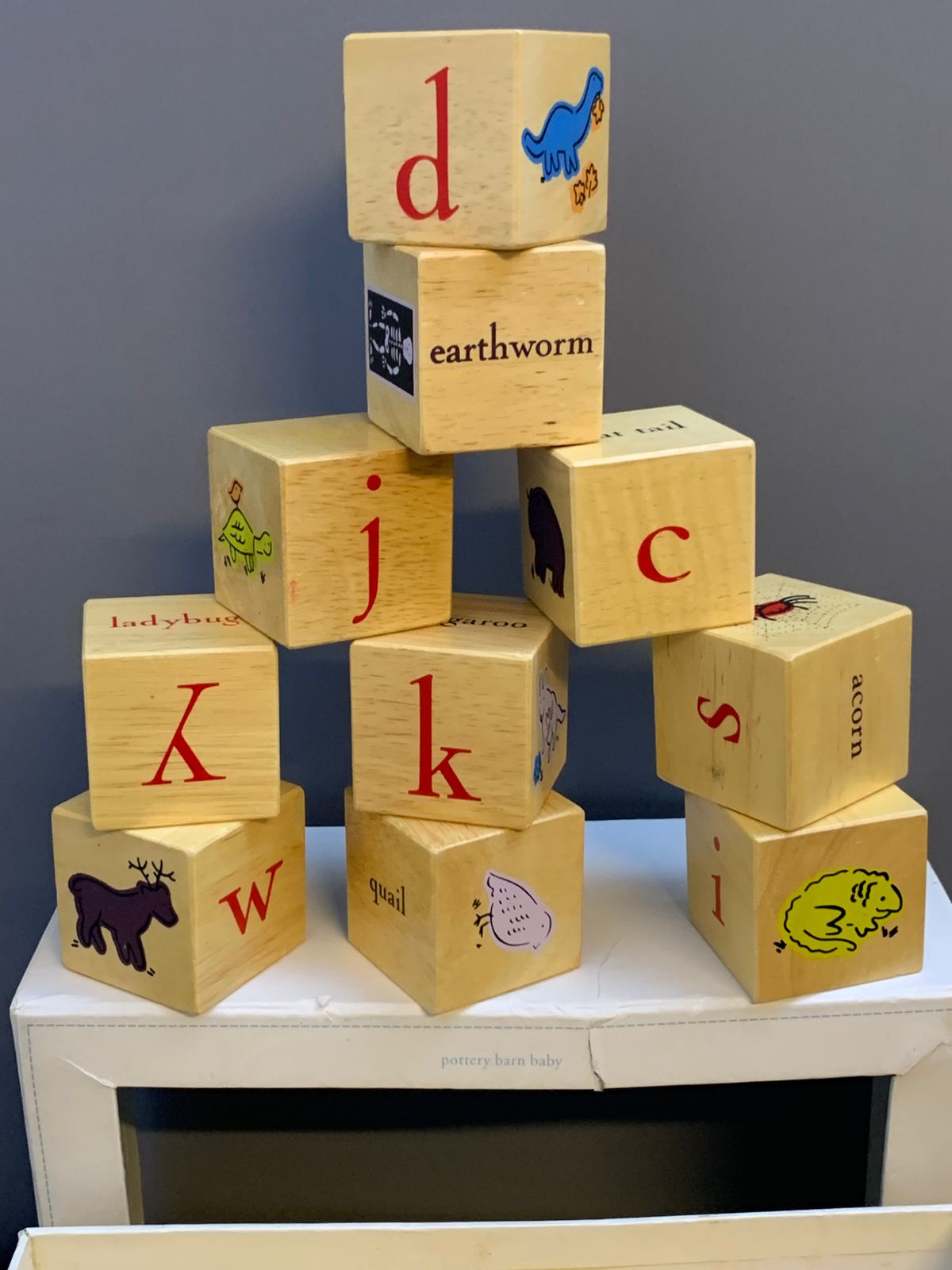 Pottery Barn Kids Alphabet Blocks. (25 blocks available) (500 advance)