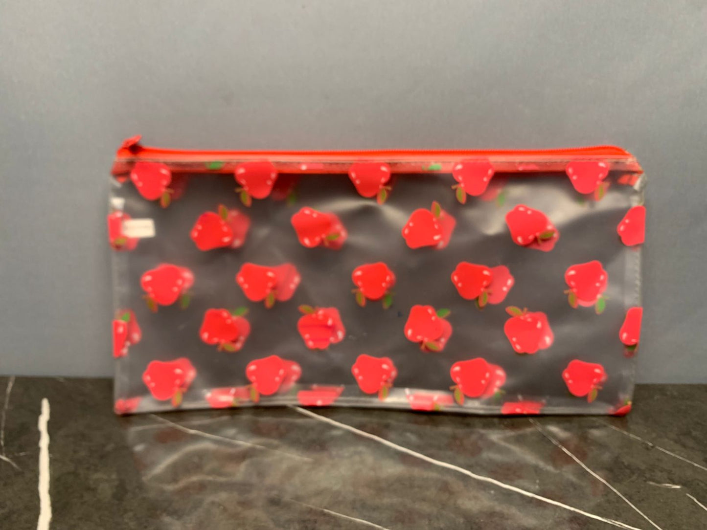 Red Apple Clear Zippered Pouch.