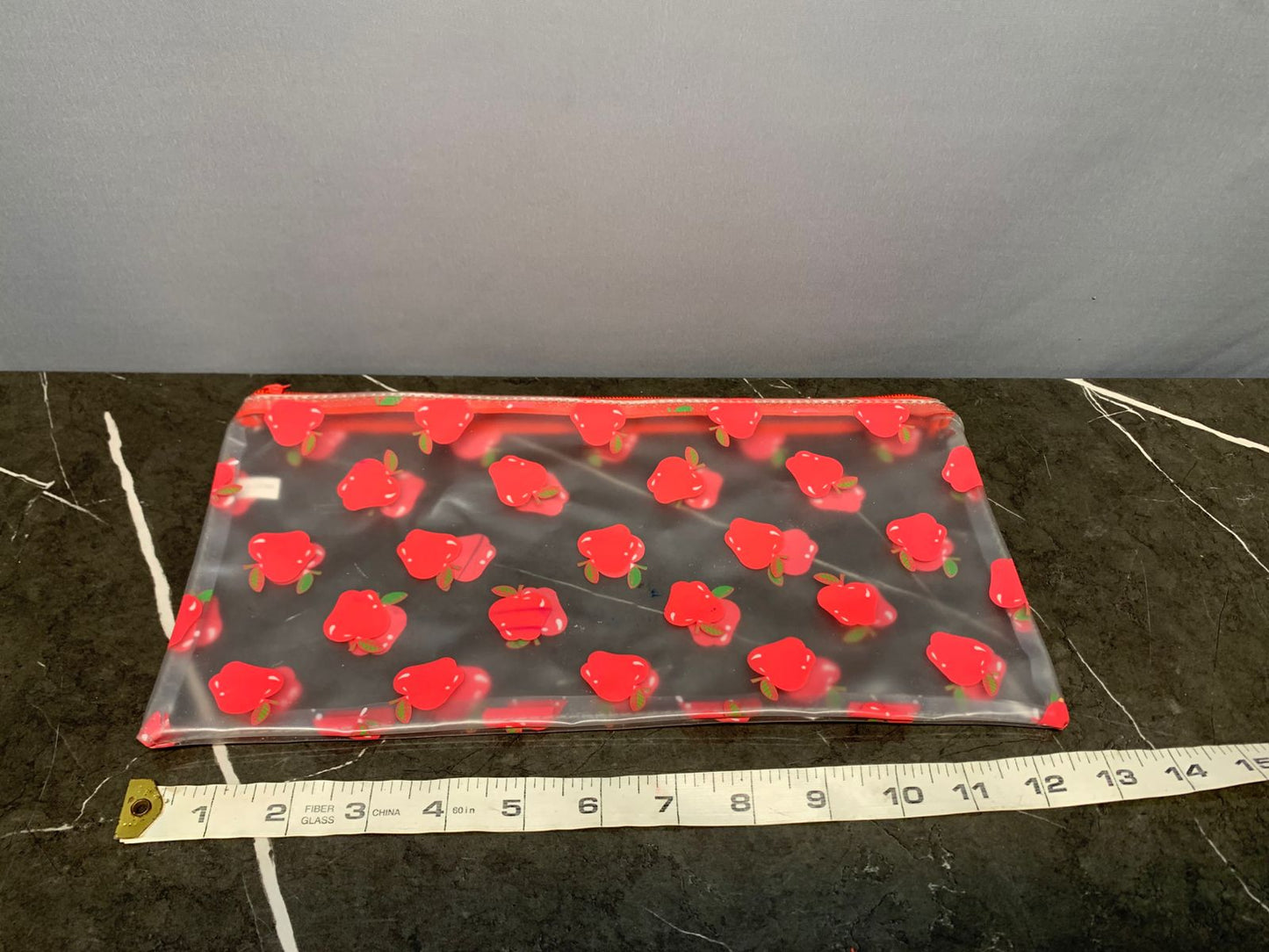 Red Apple Clear Zippered Pouch.