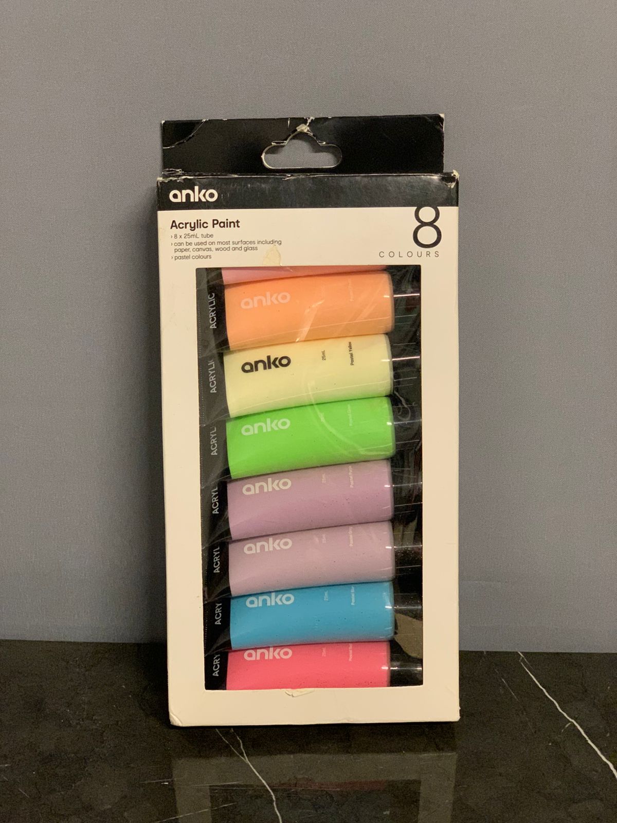 Acrylic Paint 8 Pack, Pastel - Anko. SKU:BXL-045
