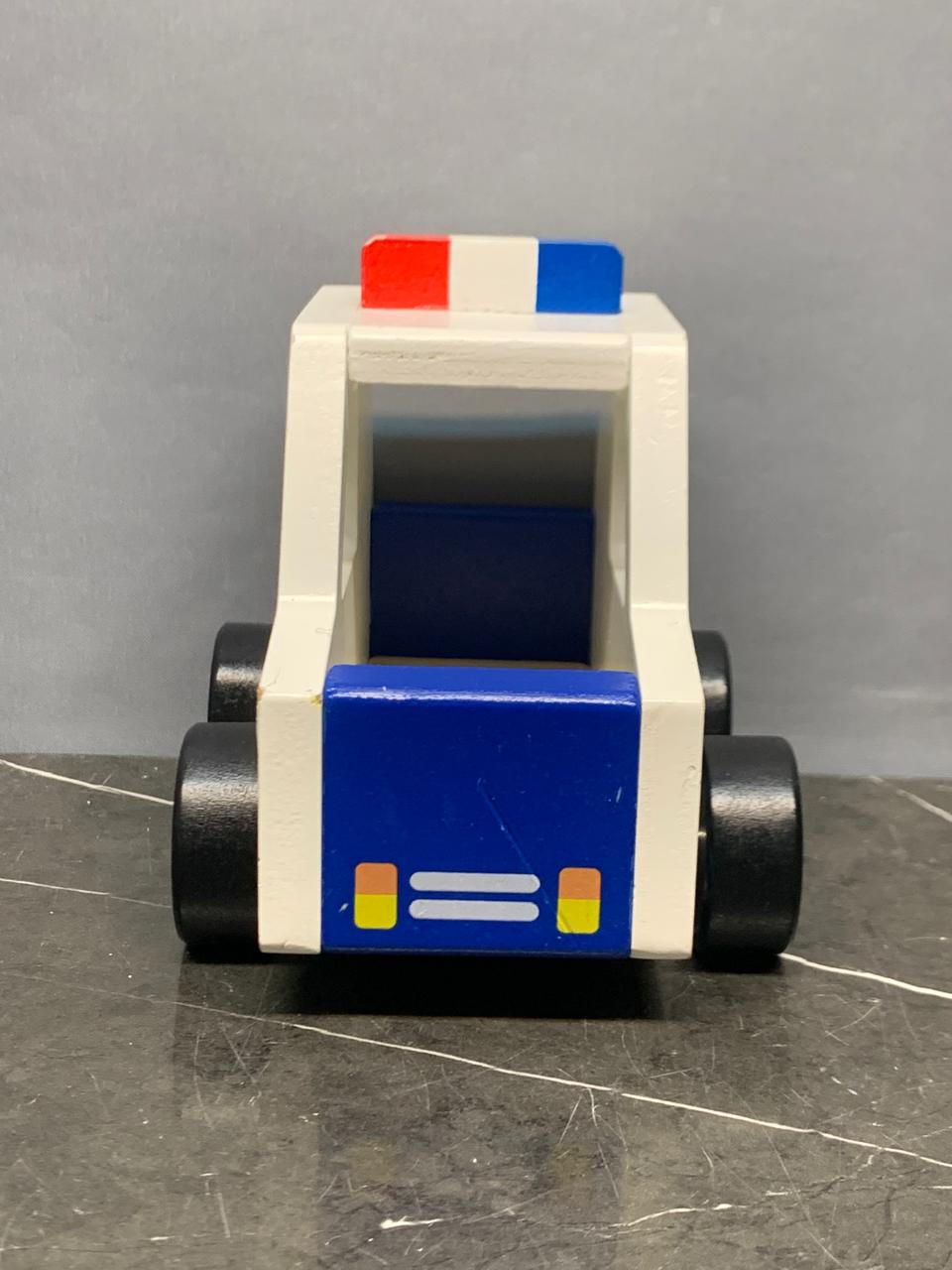 Wooden Police Vehicle Toy. SKU:BXL-002