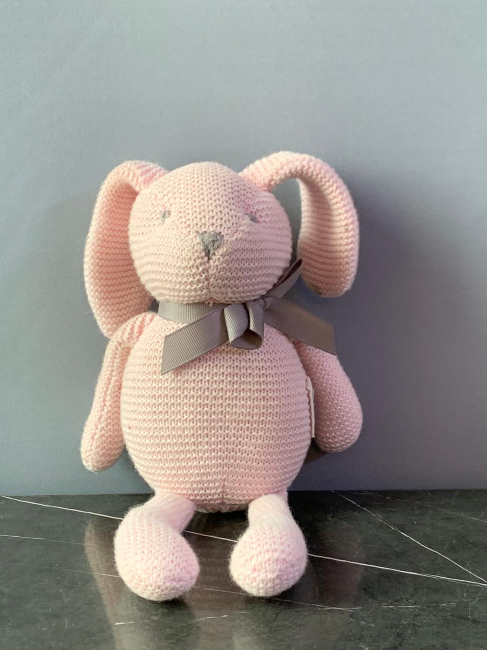 Knitted Pink Toy Bunny. SKU:BXL-054