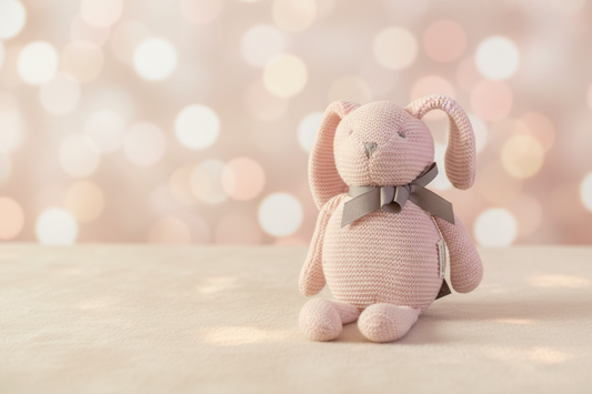 Knitted Pink Toy Bunny. SKU:BXL-054