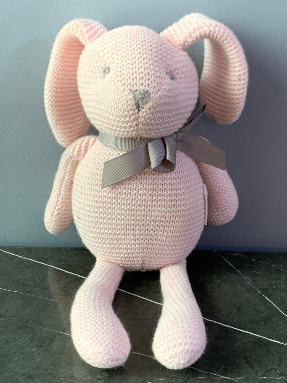 Knitted Pink Toy Bunny. SKU:BXL-054