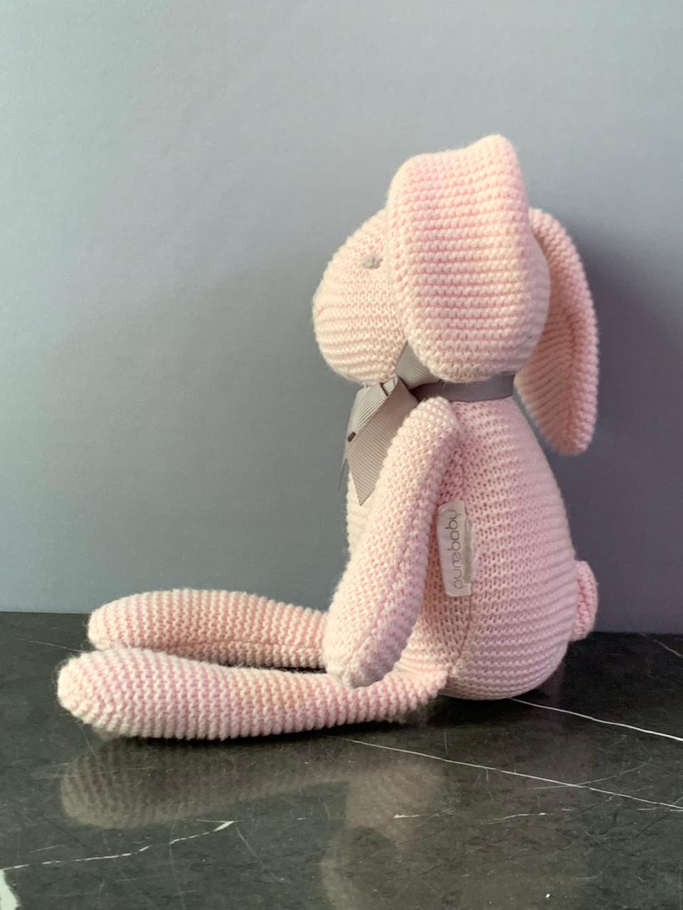 Knitted Pink Toy Bunny. SKU:BXL-054
