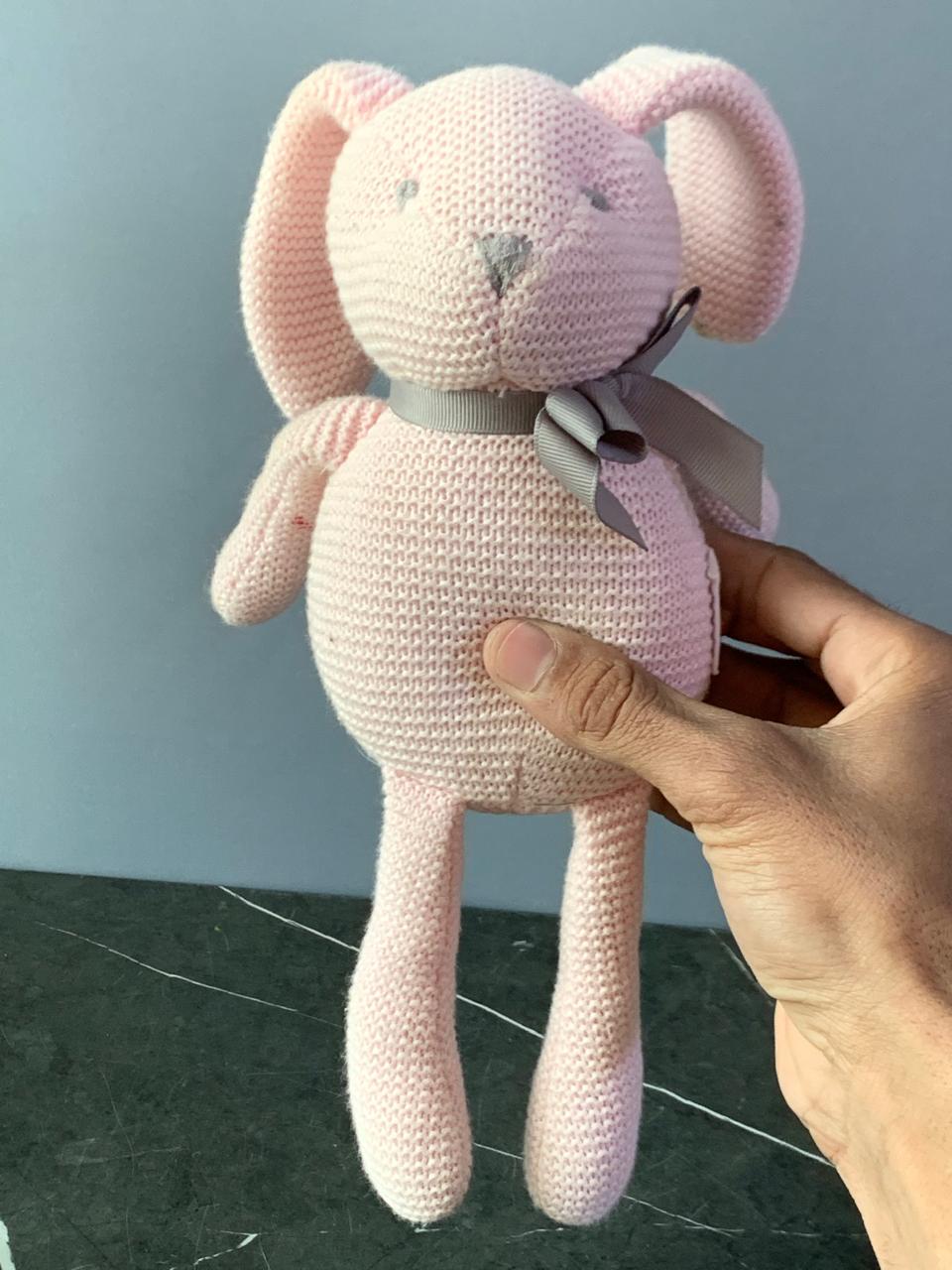 Knitted Pink Toy Bunny. SKU:BXL-054