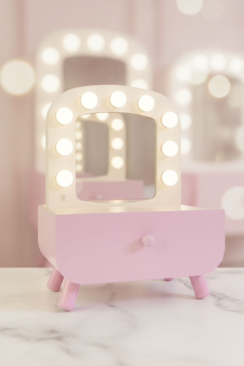 Wooden Kids' Vanity Table With Lights. SKU:BXL-804 (Rs 450 advance)