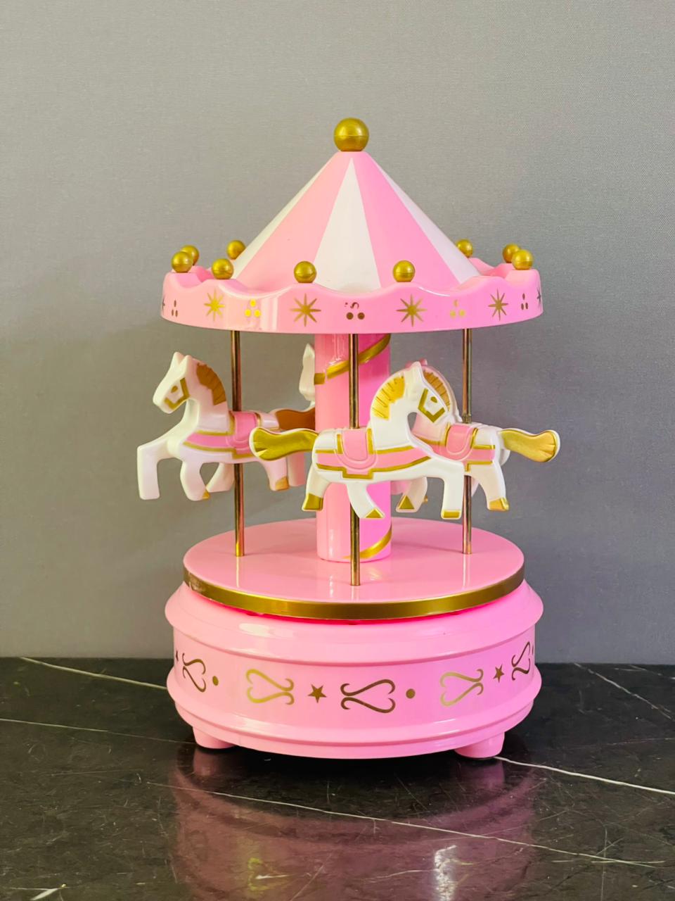 Hand-cranked Carousel Music Box. SKU:BXL-066