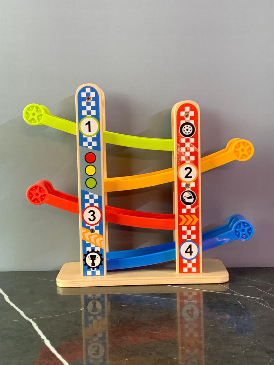 Toyster's Wooden Sliding Car Tower.