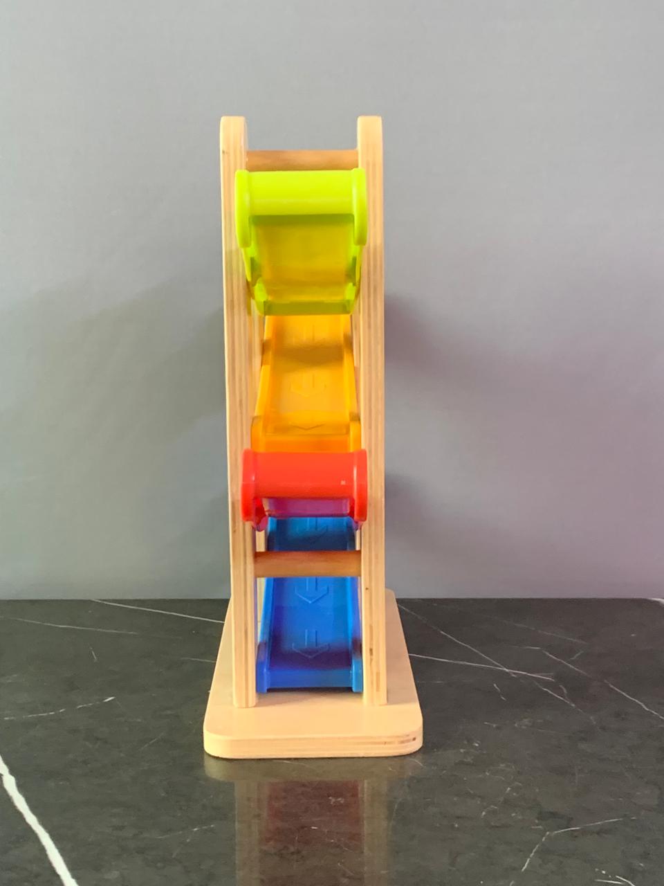 Toyster's Wooden Sliding Car Tower.