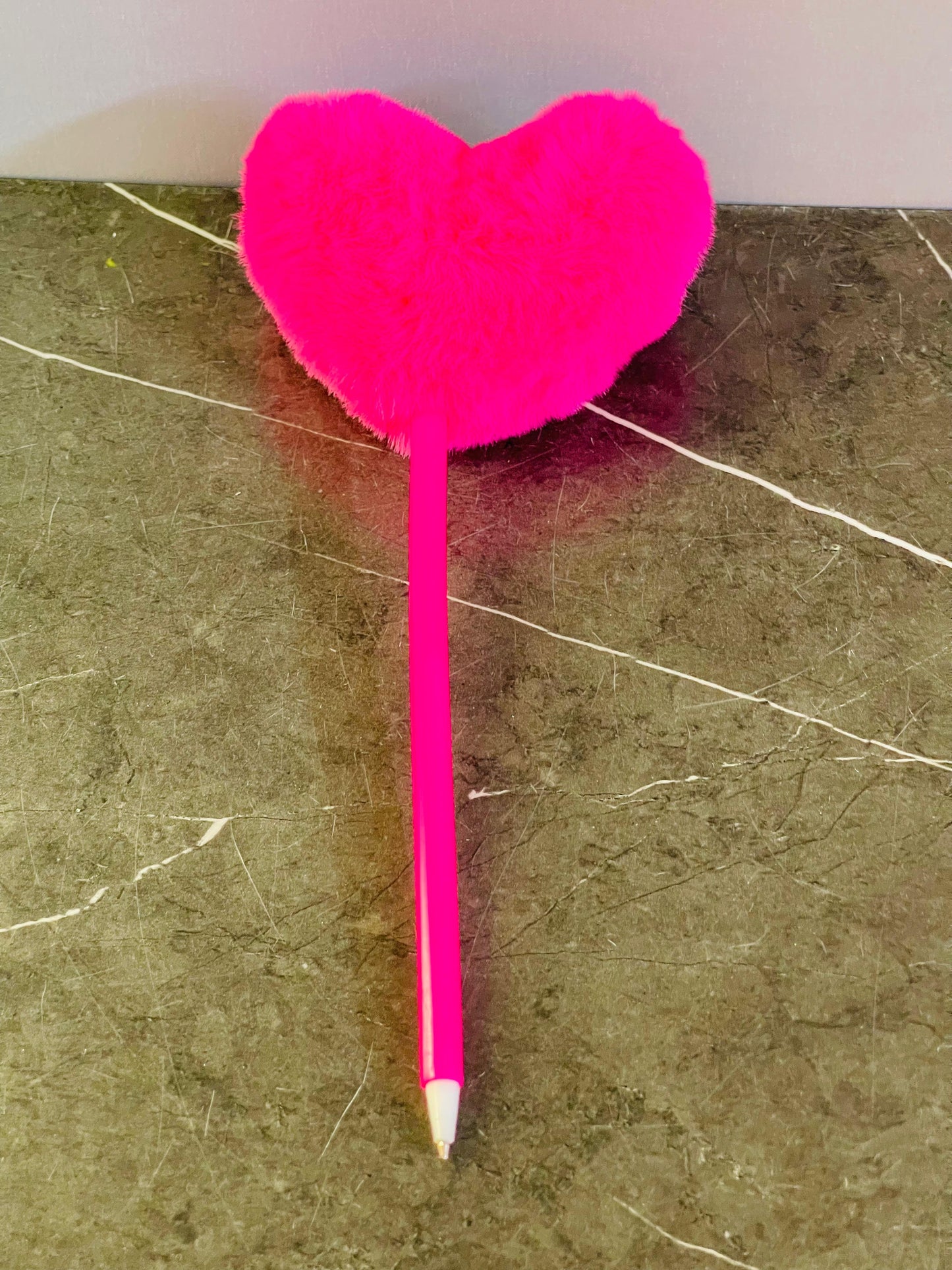 Anko Deep Rose Fur Heart Ballpoint Pen.