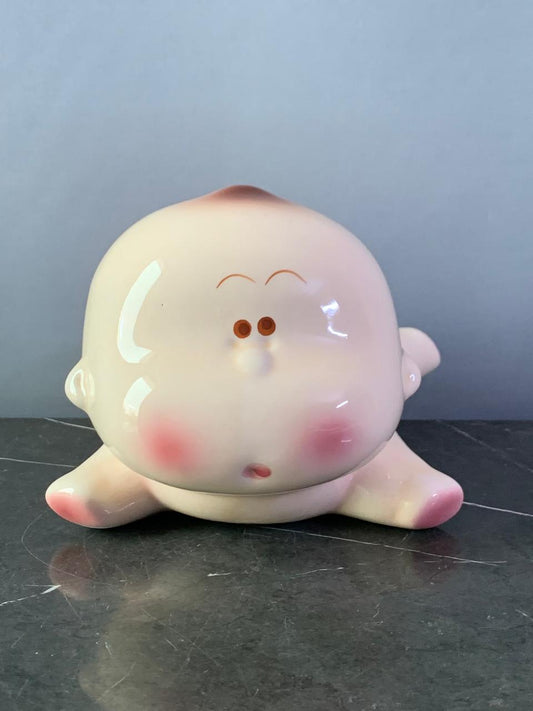 Vintage Ceramic Crawling Baby Piggy Bank.
