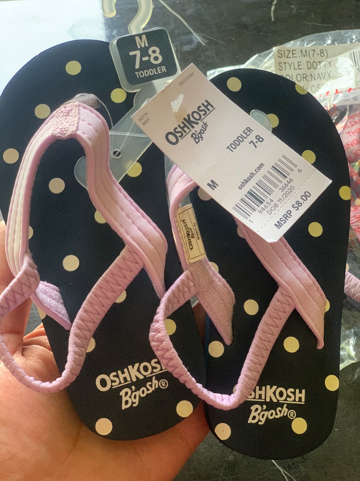 OshKosh B'gosh Polka Dot Flip Flops. (New)