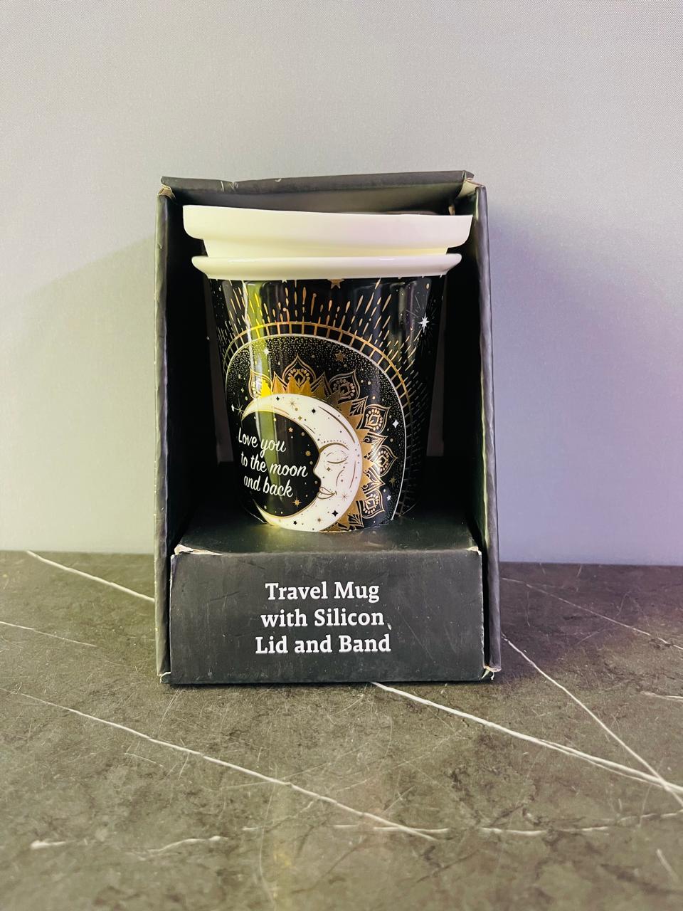 Travel Mug with Silicon Lid and Band. (New) (Rs 200 advance)
