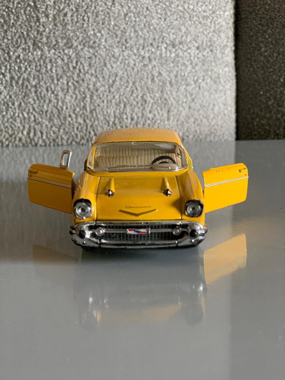 Kinsmart Canary Yellow 1957 Chevy Bel Air 2 Door Coupe.