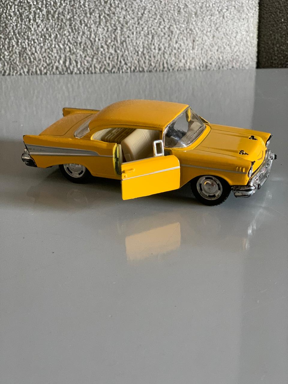 Kinsmart Canary Yellow 1957 Chevy Bel Air 2 Door Coupe.