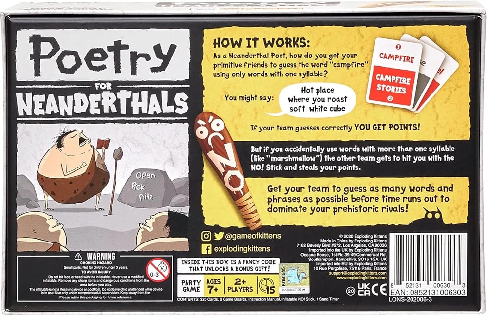 Poetry for Neanderthals by Exploding Kittens- word guessing game (new)