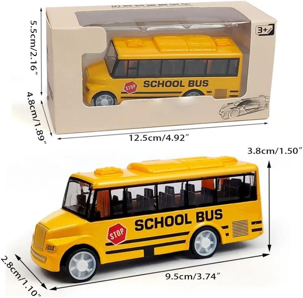 Yellow Die-cast Metal Pull-Back School Bus.