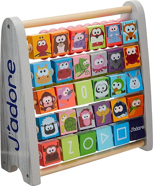 J'ADORE - Wooden 2-in-1 Math Beads & ABC Animal Abacus. (Rs 300 advance)