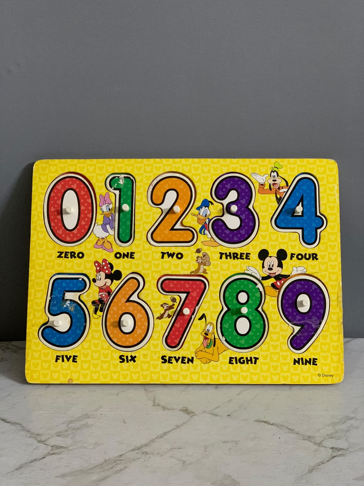 Melissa & Doug Disney Mickey Mouse Numbers Wooden Peg Puzzle.