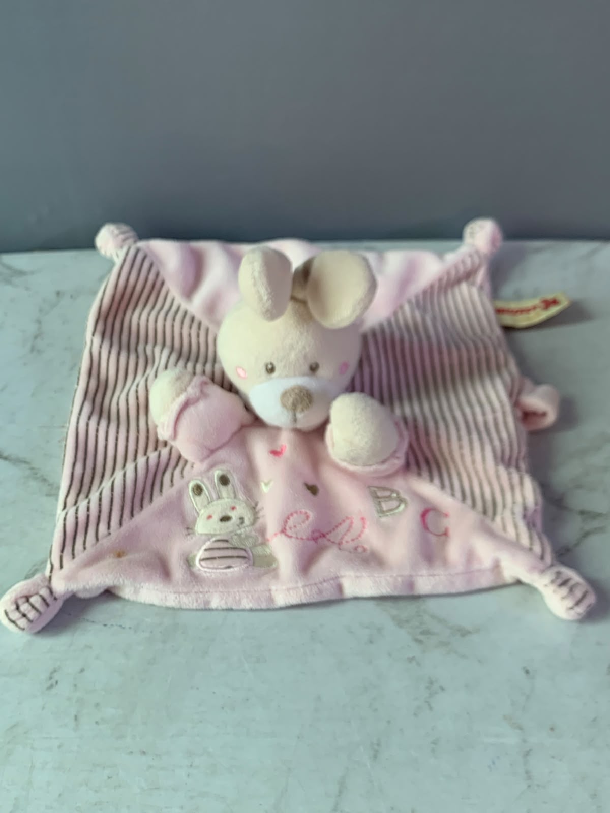 Nicotoy Pink Bunny ABC Comforter Blankie.