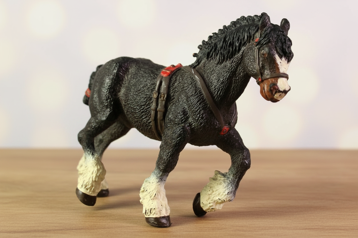 Safari Ltd black Clydesdale Stallion Figurine.