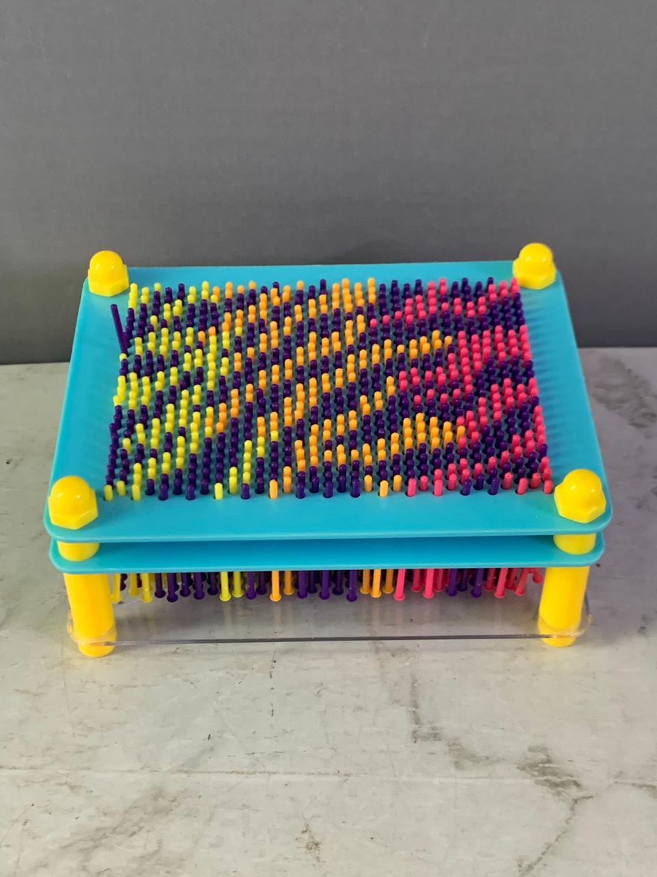Colorful 3D Plastic Pin Art Board Toy.(minor crack)