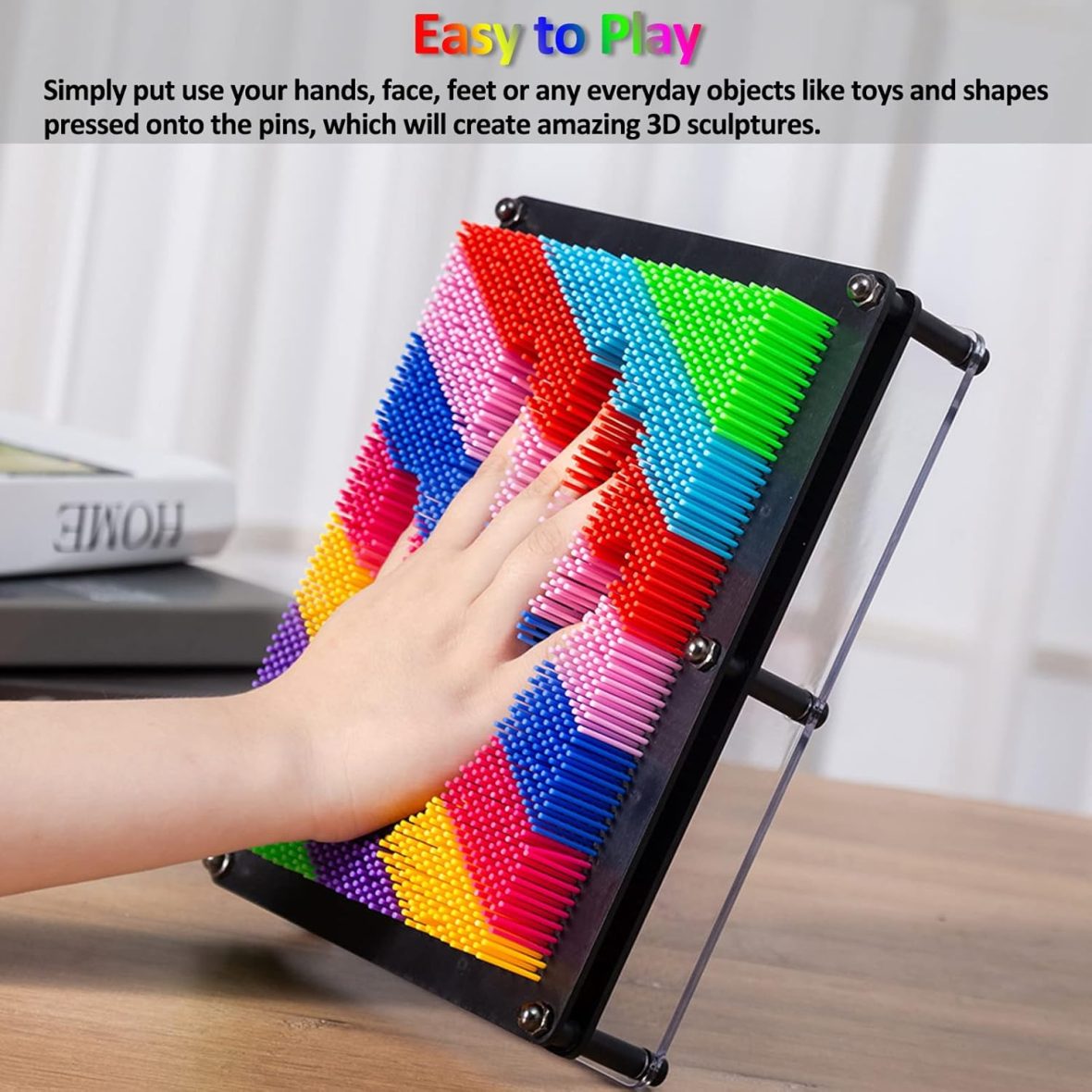 Colorful 3D Plastic Pin Art Board Toy.(minor crack)