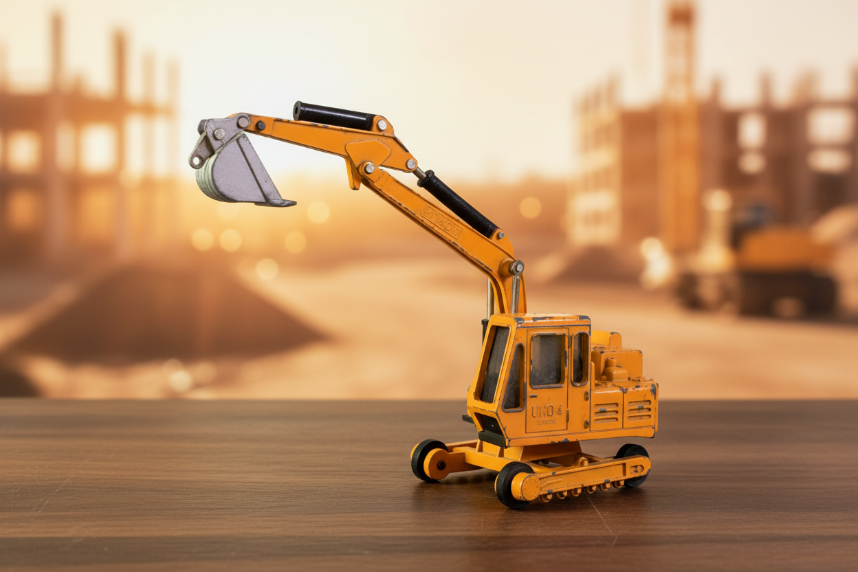 Shinsei Mini Power Hitachi UH04 Excavator Die-Cast Toy.