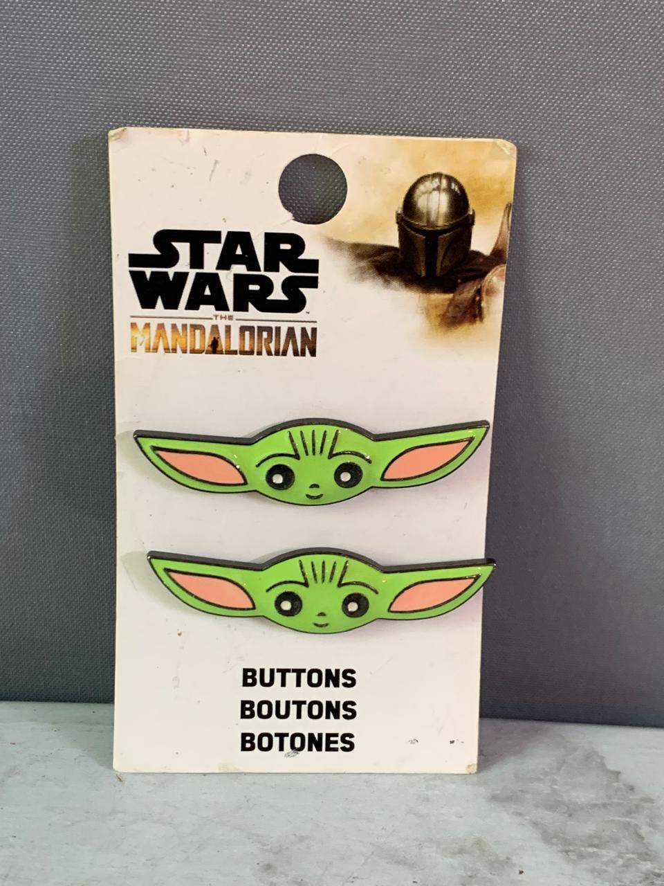 Star Wars The Mandalorian Baby Yoda Enamel on Metal Shank Buttons - Set of 2.