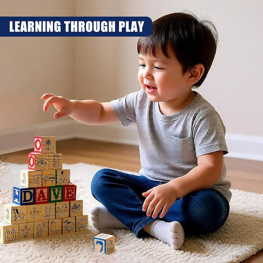 Classic Wooden Learning Blocks.(28 blocks) (Rs 250 advance)