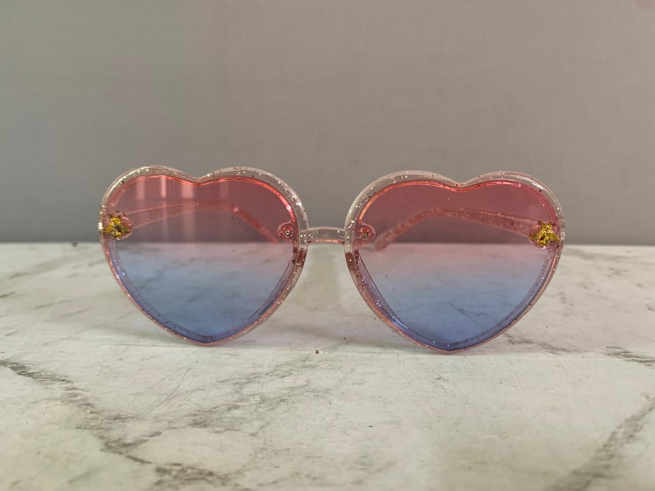 Heart Sunglasses - Pink Glitter. (Rs 100 advance)