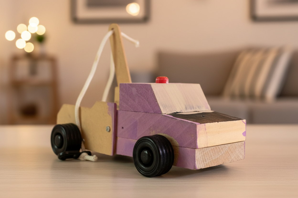 Wooden Toy Tow Truck. (Rs 100 advance)