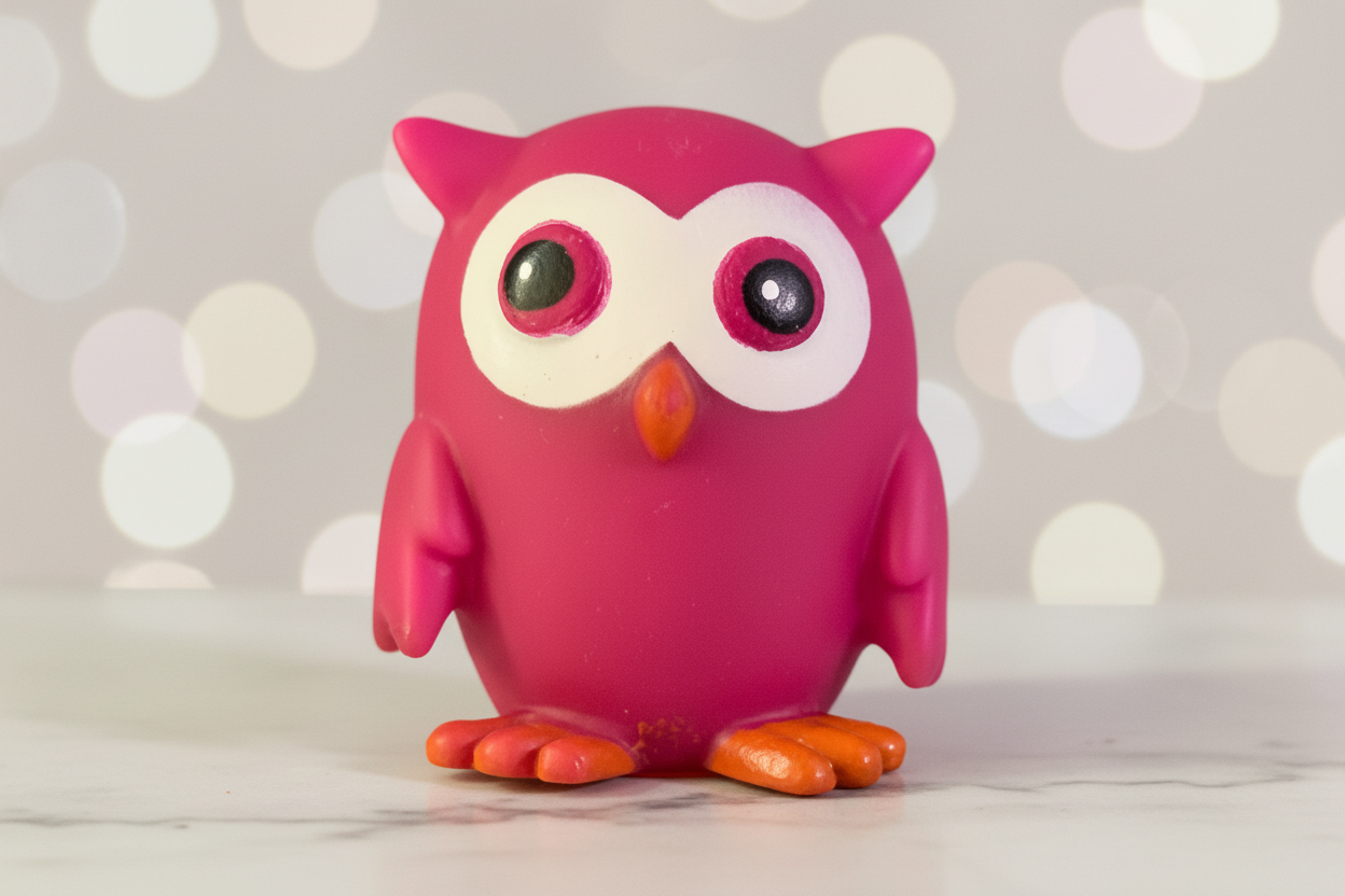 Pink Owl Squeeze Toy.