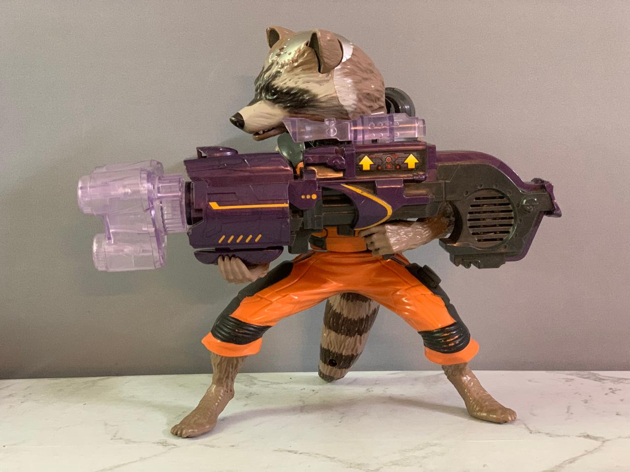 Marvel Guardians of The Galaxy Big Blastin' Rocket Raccoon Figure.(Rs 250 advance)
