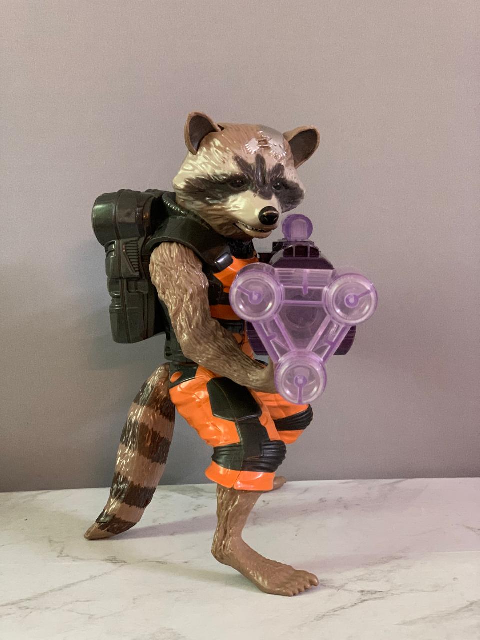 Marvel Guardians of The Galaxy Big Blastin' Rocket Raccoon Figure.(Rs 250 advance)