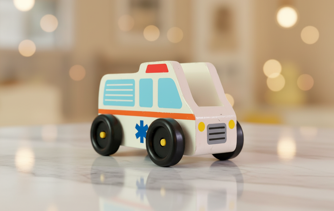 Melissa & Doug Wooden Toy Ambulance.