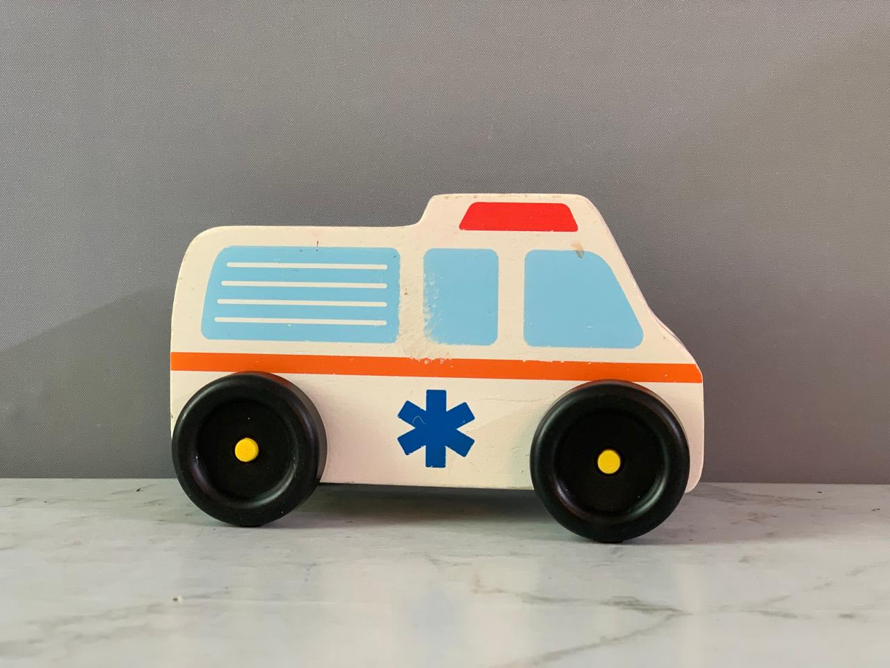 Melissa & Doug Wooden Toy Ambulance.