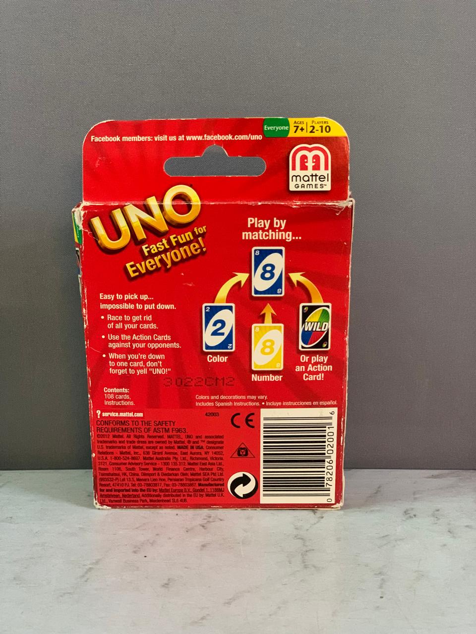 Mattel Games UNO Card Game.(100 cards)(Rs 150 advance)