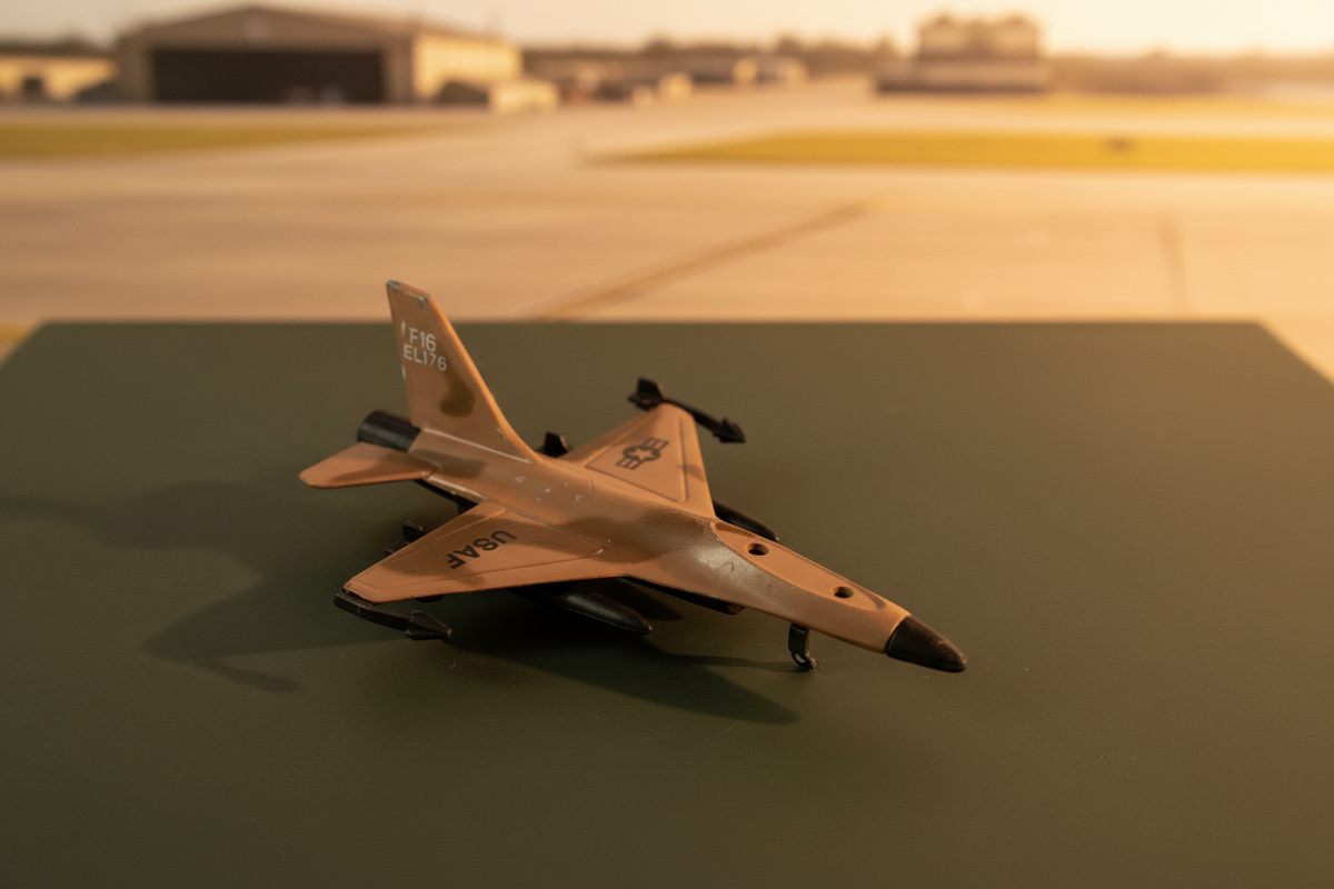 F-16 Fighting Falcon Die-Cast Fighter Jet Toy.(front tyre broken, must check video) (Rs 100 advance)