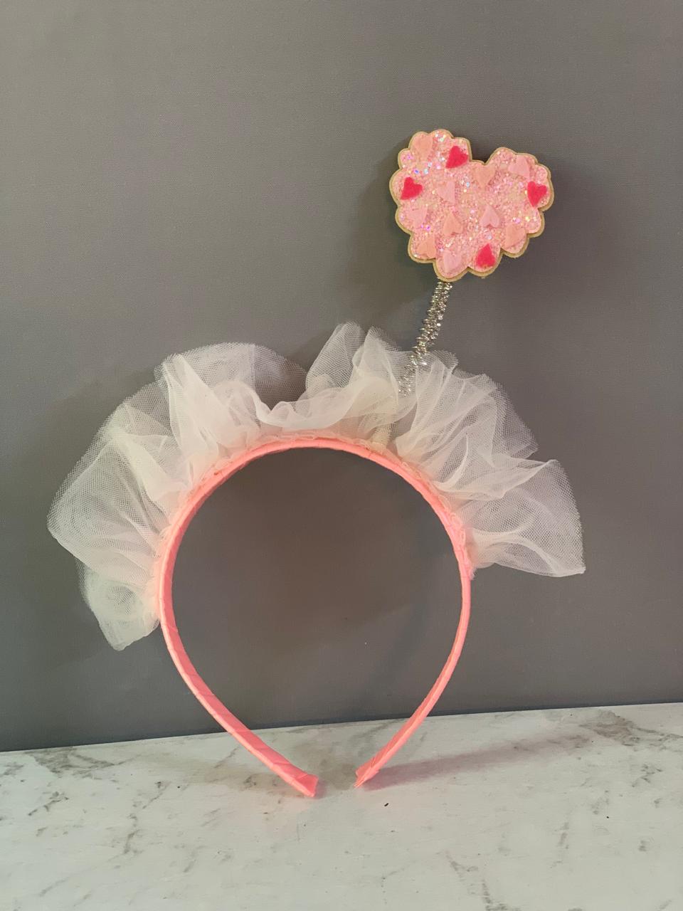 Fancy Tulle Heart Headband. (Rs 100 advance)